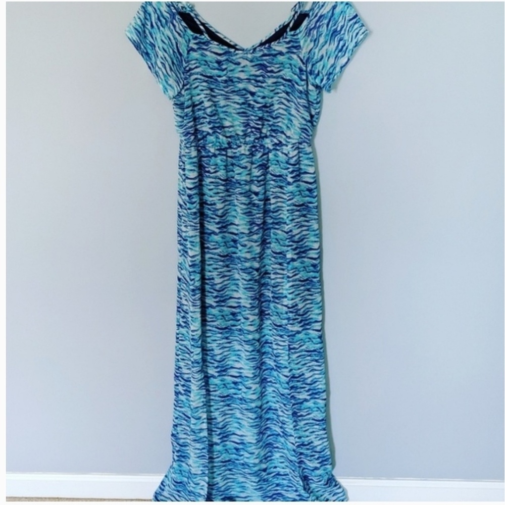 Off the shoulder blue dress